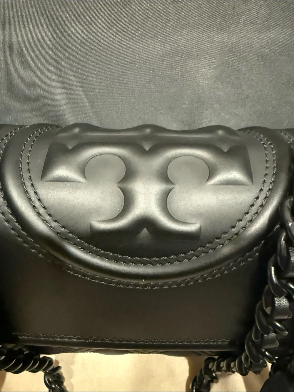 Tory Burch Black Quilted Shoulder Bag with Tassel